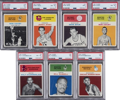 1961/62 Fleer High Grade Complete Set (66) Including Chamberlain, Cousy and West PSA NM-MT 8 Examples!